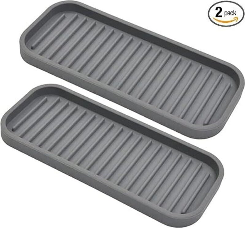 BEBUSINGOTO 2er-Pack Silikon-Schwammhalter – Spülmittelhalter für die Küchenarbeitsplatte, wasserdicht, Schwamm-Seifenab...