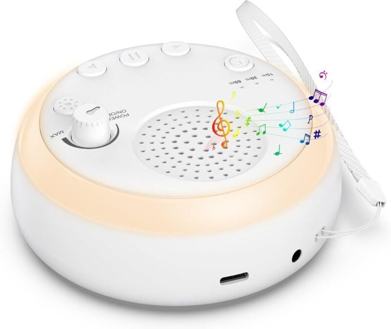 Baby-Weißrauschgerät, tragbare Einschlafhilfe mit Nachtlicht, USB-wiederaufladbares Weißrauschgerät, 16 extrem beruhigen...
