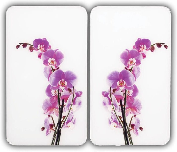 Thumbnail - Maximex Herdabdeckplatte Universal Orchideenblüte 2er Set, für alle Herdarten, Mehrfarbig, Gehärtetes Glas mehrfarbig, K...