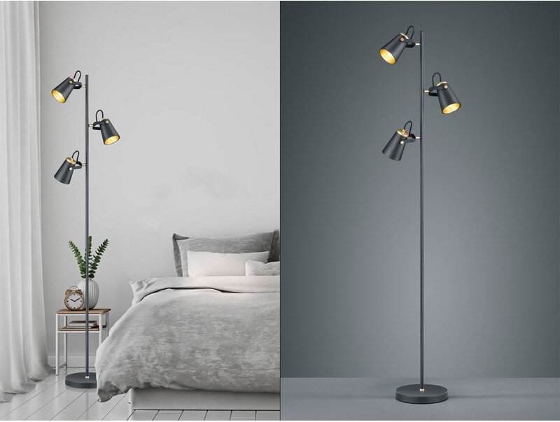 Defibrico - Coole Stehleuchte edward in schwarz matt, Spots variabel verstellbar, 160cm hoch