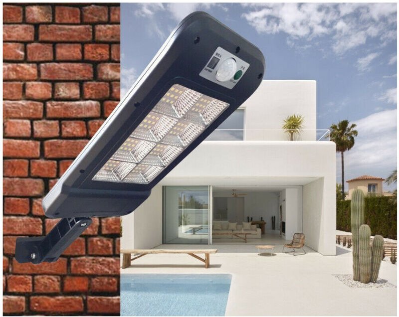 Trade Shop Traesio - Trade Shop - leuchtturm strassenlampe photovoltaik solar panel sensor 128 smd led HS-8013C -