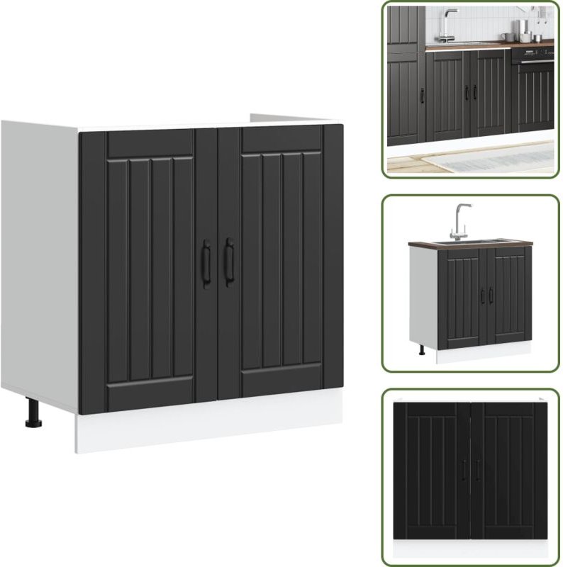 vidaXL Spülenunterschrank Lucca Schwarz Holzwerkstoff