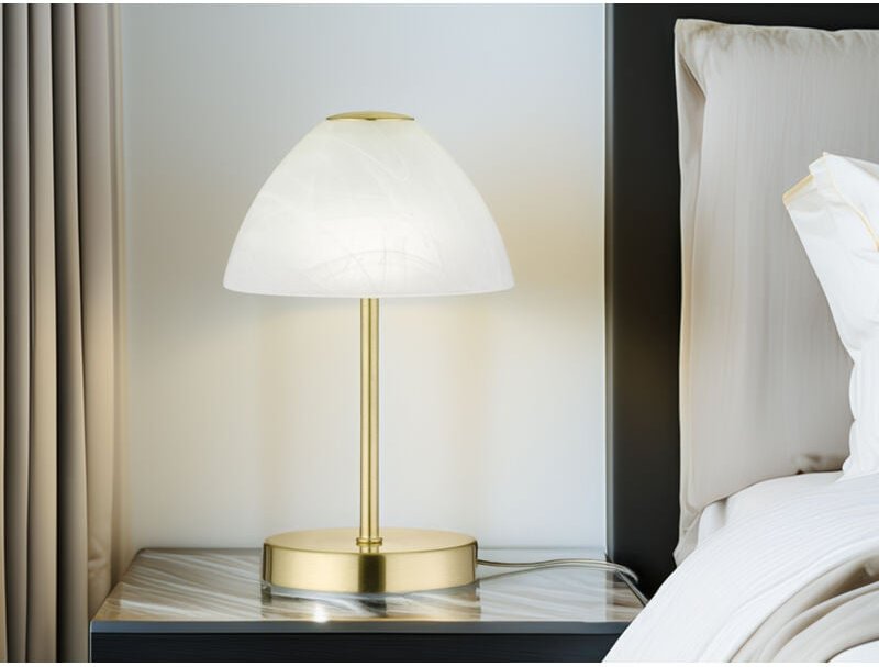 Led Tischleuchte queen Metall 4-fach Touch Dimmer Messing matt, Höhe 24cm