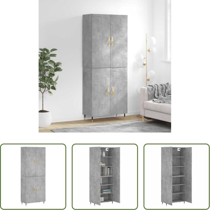 vidaXL Betonfarbe - Highboard Betongrau 69,5x34x180 cm Holzwerkstoff