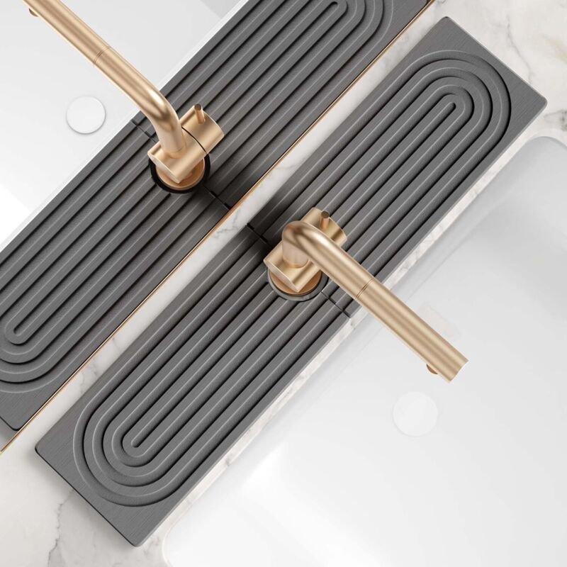 Spültischmatte aus Kieselgur, dunkelgrau, 45 x 10 x 0,9 cm, Spritzschutz für die Badezimmerablage.