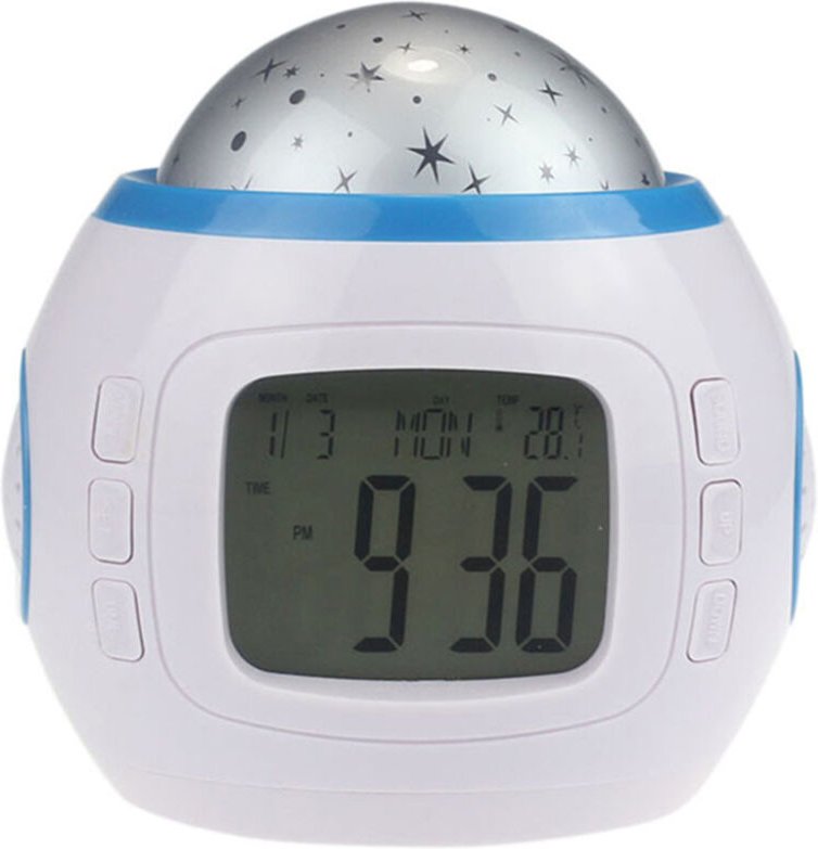 Sveglia multifunzione con proiezione di stelle e suoni della natura.