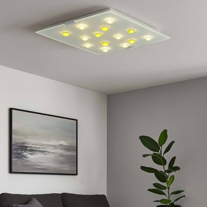 Eglo - Decken Lampe Gäste Zimmer Glas Steine gelb weiß klar Flur Beleuchtung Leuchte satiniert 87311O