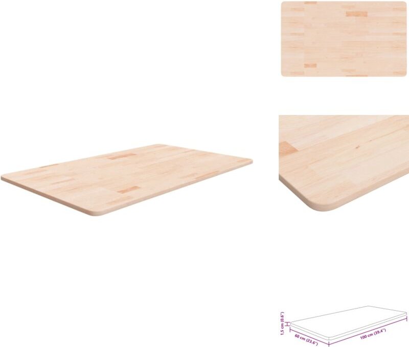 Waschtischplatte 100x60x1,5 cm Massivholz Unbehandelt - Waschtischplatte - Eichenholzarbeitsplatte - Badarbeitsplatte - ...