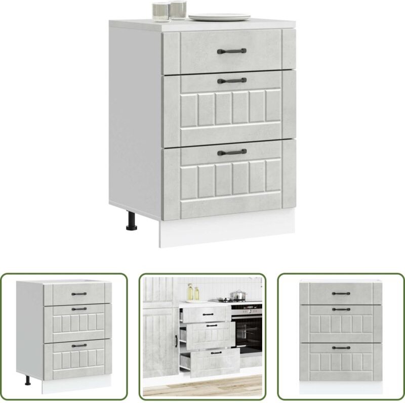 vidaXL Holzwerkstoff - Küchen-Unterschrank Lucca Betongrau Holzwerkstoff