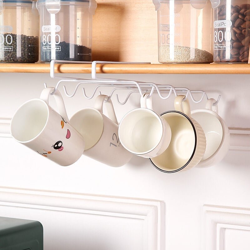 Eiserner Becherhalter mit 10 Haken, nagelfreies Hängeregal für Weingläser, Hakenleiste für Küchenutensilien, Hängebecher...