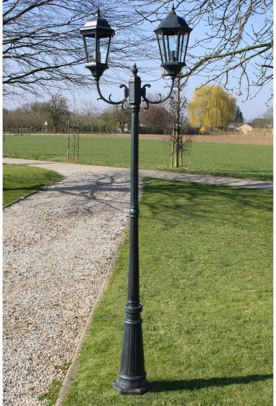 VidaXL Gartenlaterne 2-flammig 230 cm Dunkelgrün/Schwarz Aluminium