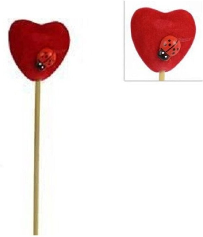 Trade Shop Traesio - Trade Shop - set 12 pz spilloni mit cuore rosso coccinella 3X21X2CM accessoren san valentino -