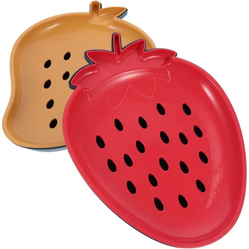 Abtropfteller, Obstwaschkörbe, erdbeerförmige Teller, Serviertablett mit Abtropfgitter, Küchensieb für Obst, Nudeln und ...