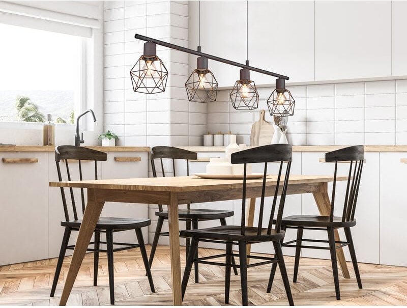 Industrial Balken Pendelleuchte narda Gitter Rost 4-flammig, Breite 75cm