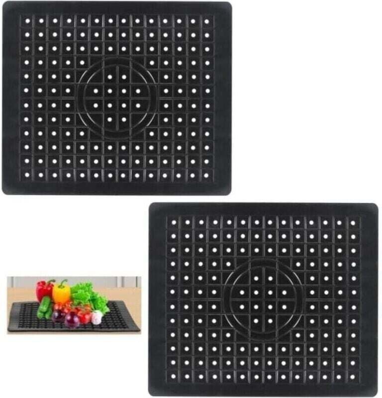 Set mit 2 Spülbeckenmatten aus TPR-Gummi, Spülbeckenschutz, schwarz