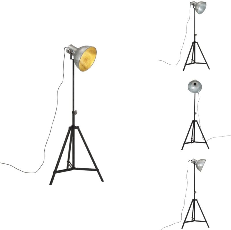 Stehleuchte 25 w Vintage-Silber 61x61x90/150 cm E27 - Industrielampen - Stehlampe - Wohnzimmerstil - Büroleuchte - Vinta...