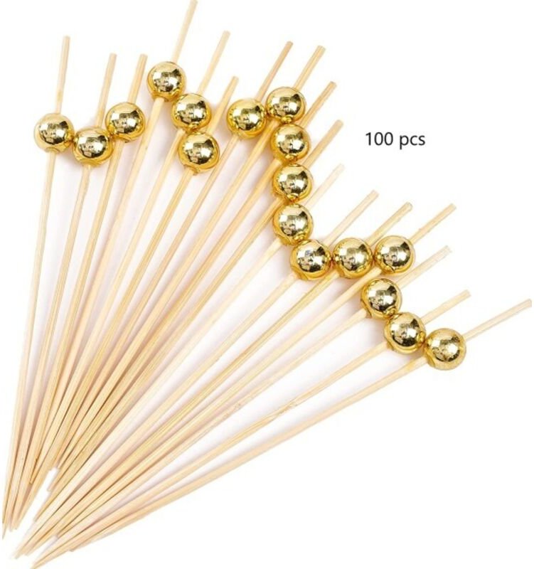 Packung mit 100 handgefertigten, umweltfreundlichen Zahnstochern aus natürlichem Bambus für Cocktails, Vorspeisen, Obst,...