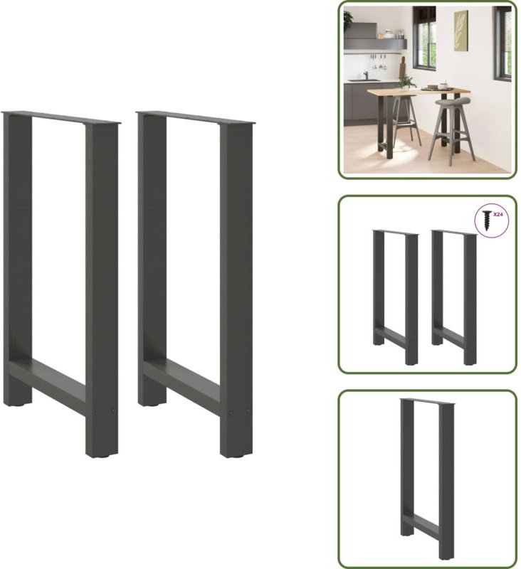 The Living Store Bartischbeine Anthrazit 2 Stk. 60x(90-91) cm Stahl - Tischbeine