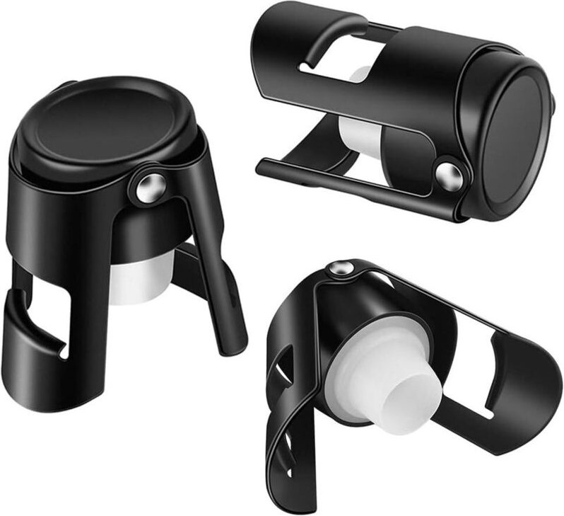 Champagnerflaschenverschluss aus hochwertigem, dunklem Edelstahl, erzeugt ein Vakuum zum Verschließen Ihrer Prosecco- od...