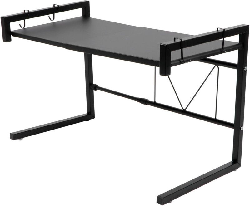 Eosnow Schwarzes Teleskop-Mikrowellenregal, Küchenregal, multifunktionaler Stnder für Zuhause