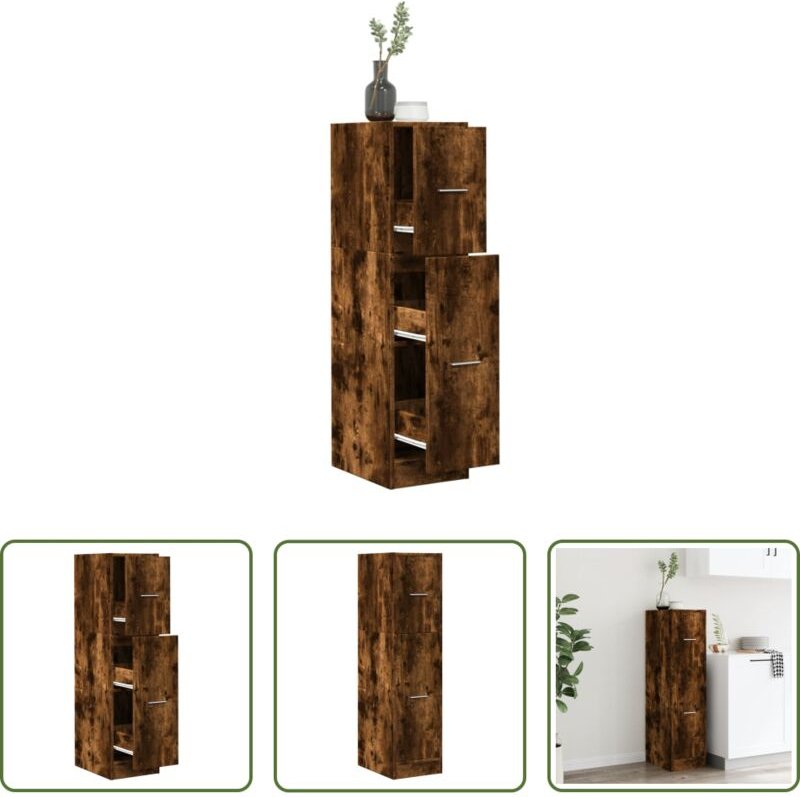 vidaXL Schrank für Küche - Apothekerschrank Räuchereiche 30x41x118 cm Holzwerkstoff