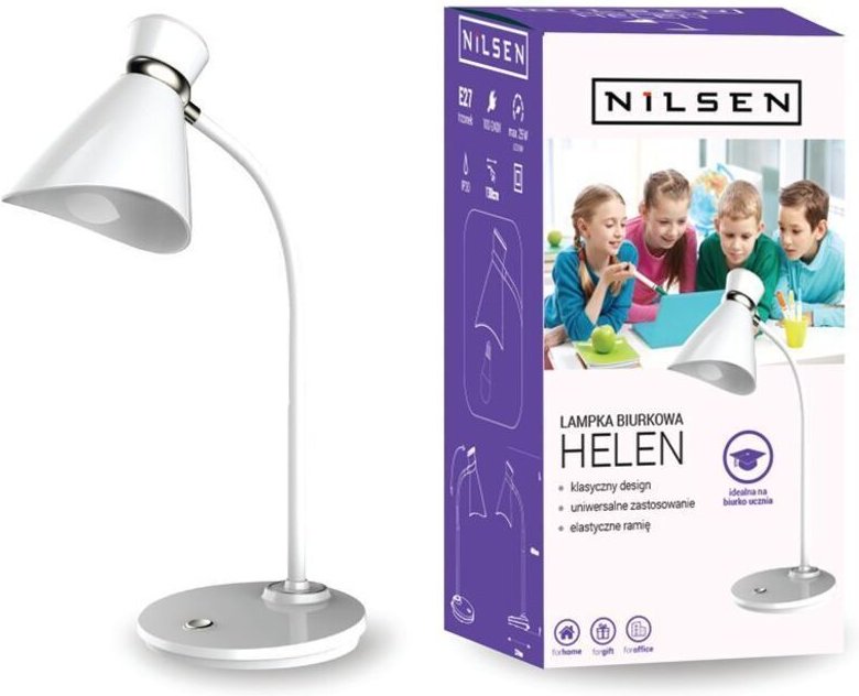 Nilsen E27 HELEN Schreibtischlampe Weiß E27
