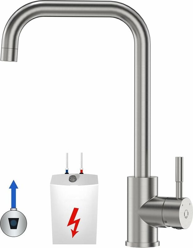 Niederdruck Armatur Küche Cecipa Küchenarmatur Niederdruck mit 3xG3/8 Anschlussschläuchen, Wasserhahn Küche Edelstahl 30...