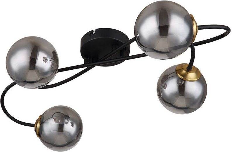 Deckenlampe Wohnzimmerleuchte Deckenleuchte Esszimmerlampe Küchenleuchte, Metall Glas rauchfarben schwarz, 4 Flammig G9,...