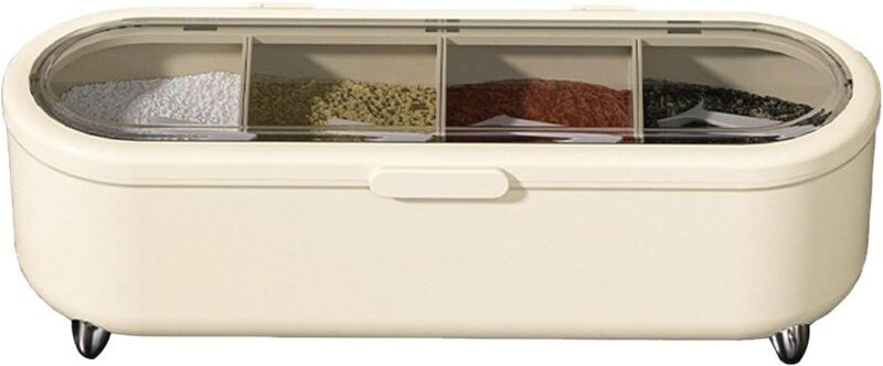 Küchen-Gewürzdose, vierfache Plastik-Gewürzaufbewahrungsbox mit transparentem Deckel, ideal für Salz, Zucker und andere ...