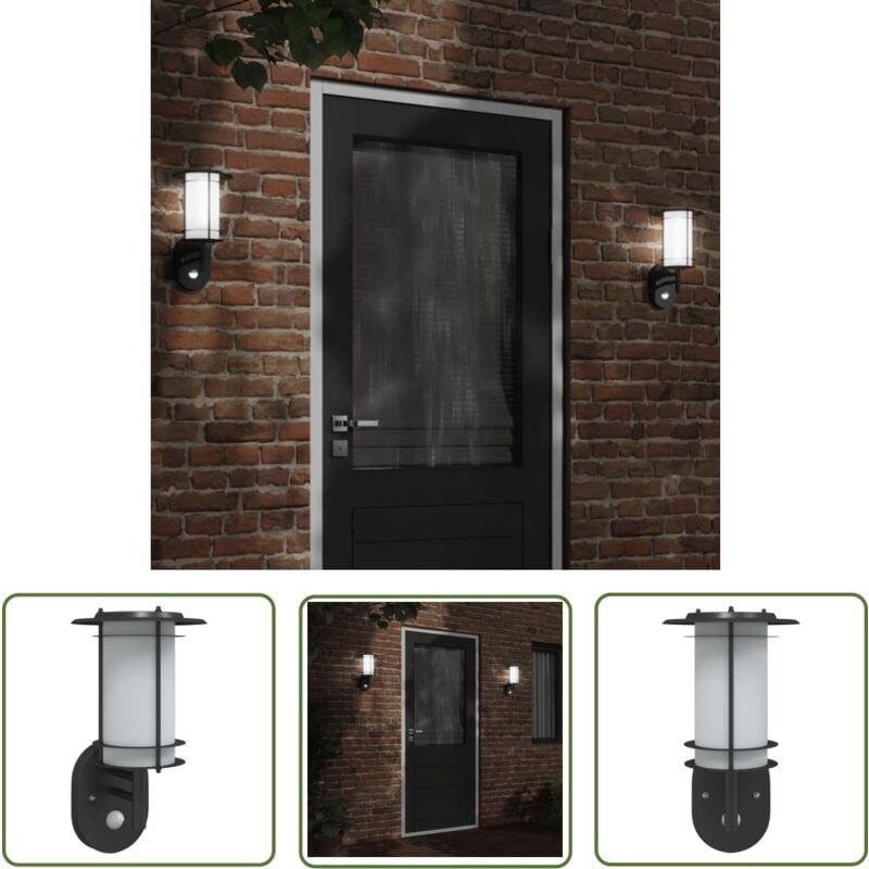 The Living Store - Außenwandleuchte mit Bewegungsmelder Schwarz Edelstahl - Outdoor-Beleuchtung - Wandleuchte - Bewegung...