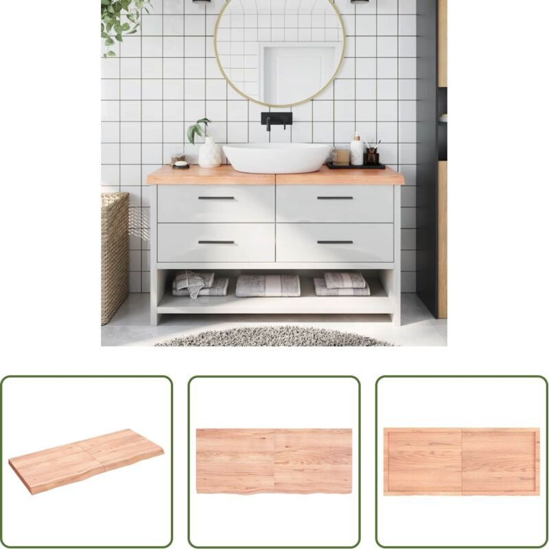 Holz Tischplatte - Waschtischplatte Hellbraun 140x60x(2-6) cm Massivholz Behandelt