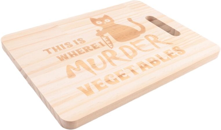 Lustiges Schwarzes Katzen-Schneidebrett „This Is Where I Murder" GemüSe-Serviertablett Aus zum Auftauen mit Gravur „Vega...