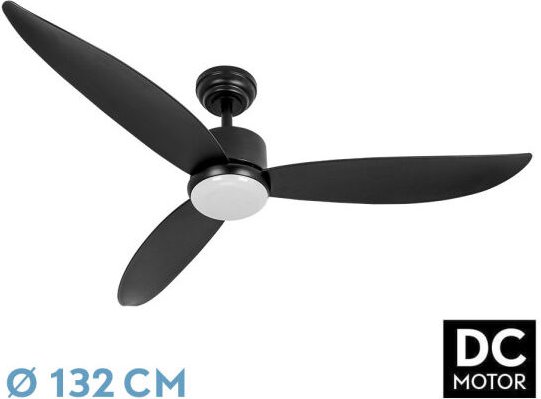 Abrila - Ventilator DC GENIL Farbe Schwarz mit dreiLamellen mit 6 einstellbaren Geschwindigkeiten mit 3 Temperaturen de ...