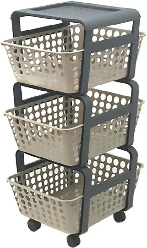 Küchenwagen mit Körben Modula Col. Tortora - Cm 41,5 x 29 x H.75 Ecoplast