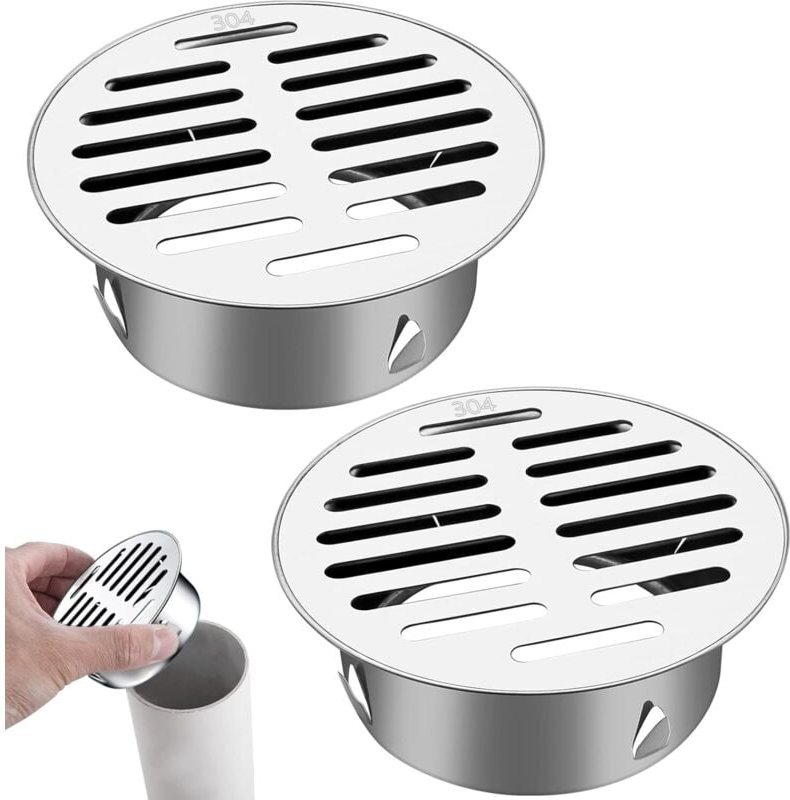 Csparkv - 2 Stück Bodenablauf, rostfreier Dachbodenablauf für Abflussrohre, Auspuffrohre, Dachbalkon (110 flache Öffnung...