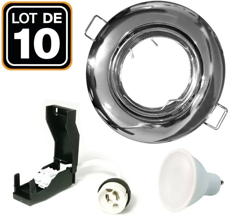 Europalamp - 10 Einbaustrahlers 7W Einbaustrahler schwenkbar verchromt GU10 led Warmweiß 2700K.