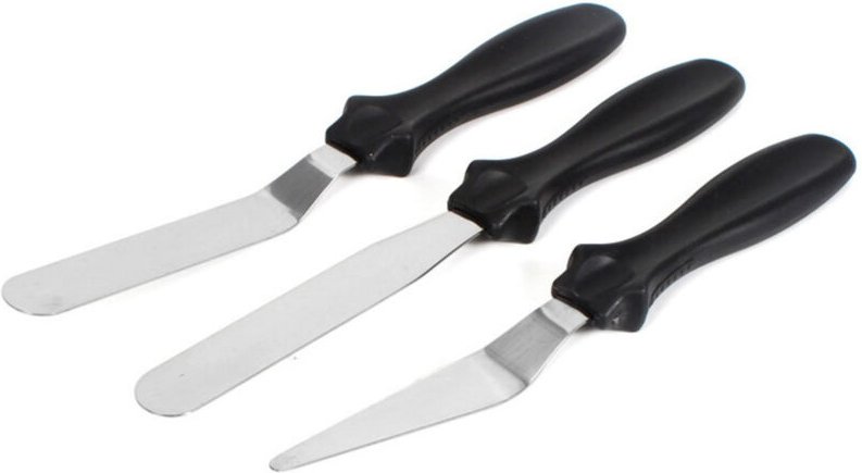 Kuchenspatel, Zuckergussspatel 3 x Edelstahl-Backspatel Drei verschiedene Spatel Para Reposteria für Bäckereien (SCHWARZ...