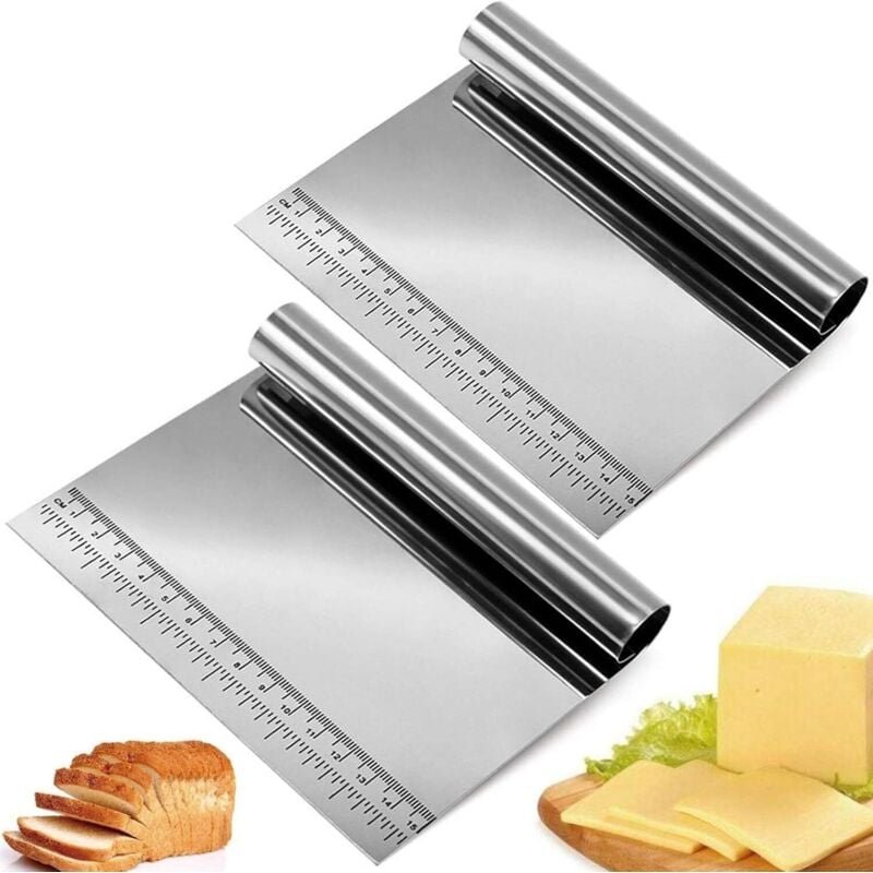 Edelstahl Teigschaber Set Küche Teigschaber Set Gemüseschaufel Kuchen und Pizzaschneider Teigschneider Schaber Löffel fü...