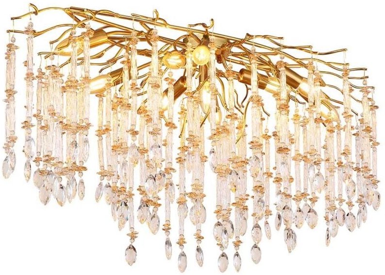 Deckenleuchte Wohnzimmerlampe Küchenleuchte goldfarben Glaskristalle H 48 cm