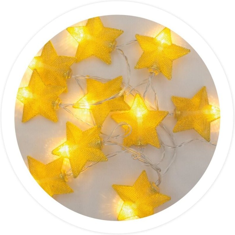 GSC - Goldene LED-Sterne 1,35 m, 2 x aa, warmes Licht