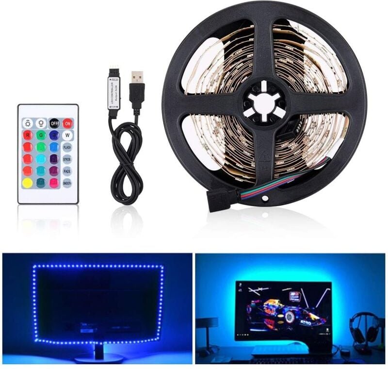 USB-LED-Lichtleiste, 5050 RGB 12 V DC, LED-Band, dekorativer LED-Streifen für den Innenbereich für LED-TV-Hintergrundbel...