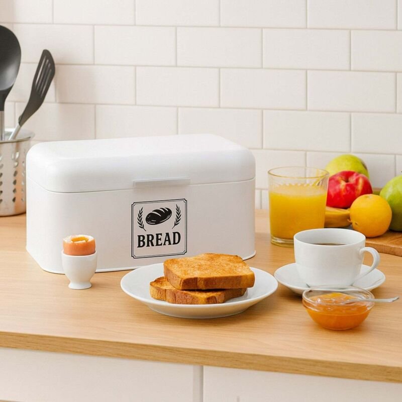 Retro brotdose aus metall mit deckel und griff