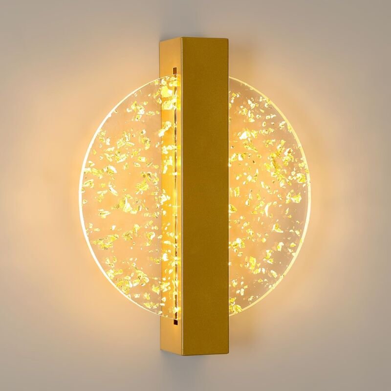 GOECO LED-Wandleuchte, 12 W, 1500 lm, moderne Innenwandleuchte aus Aluminium, goldene runde Acryl-Innenwandleuchte für W...