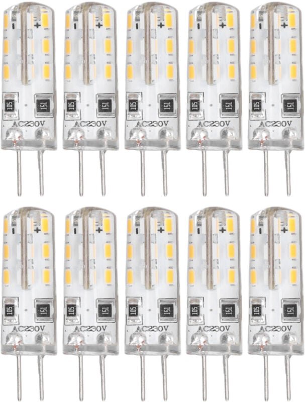 Eosnow - 10 Stück G4 LED-Lampen mit Bi-Stiftsockel, Silikon, warmwei 3000 k, 1,5 w, AC220 v, 110 lm, Ersatz für Landscha...