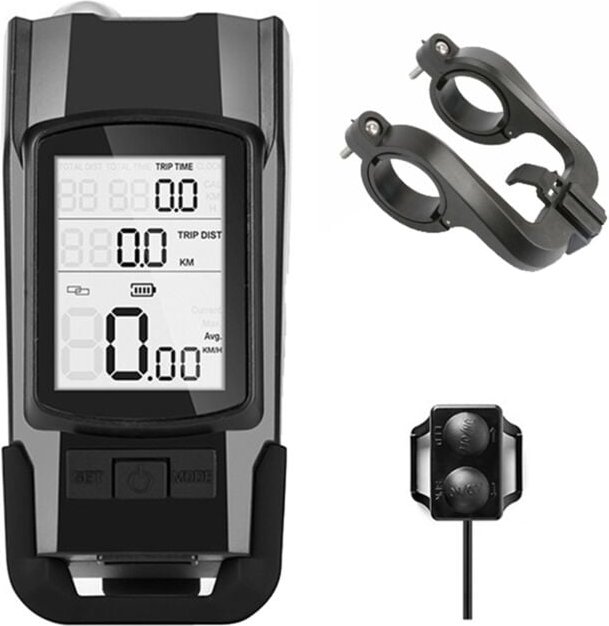 In 1 Computer Fahrrad Licht usb Fahrrad Lampe Modus Horn Taschenlampe Tachometer Radfahren Front Scheinwerfer Schwarz