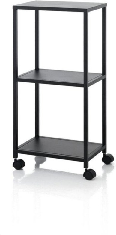 Schwarzer Metall-Rollwagen mit 3 Ebenen Siyo