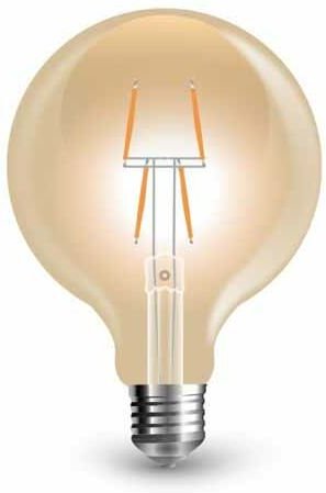 V-Tac VT-2004 LED-Glühbirne E27 4 W G80-Filament, Globus-Vintage-Effekt, bernsteinfarbenes Licht 2200 K – 7148