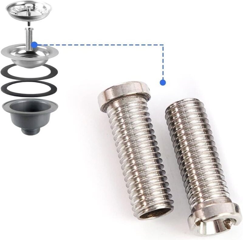 Waschbecken, 2 Stück 45 mm Hohlschraube für Siebventile, Edelstahl-Abflusssiebschraube für Ventilabläufe mit 1,5 Zoll un...