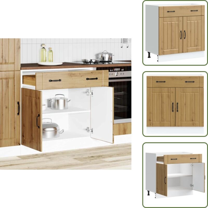 The Living Store Küchen-Unterschrank Lucca Artisan-Eiche Holzwerkstoff - Küchenmöbel