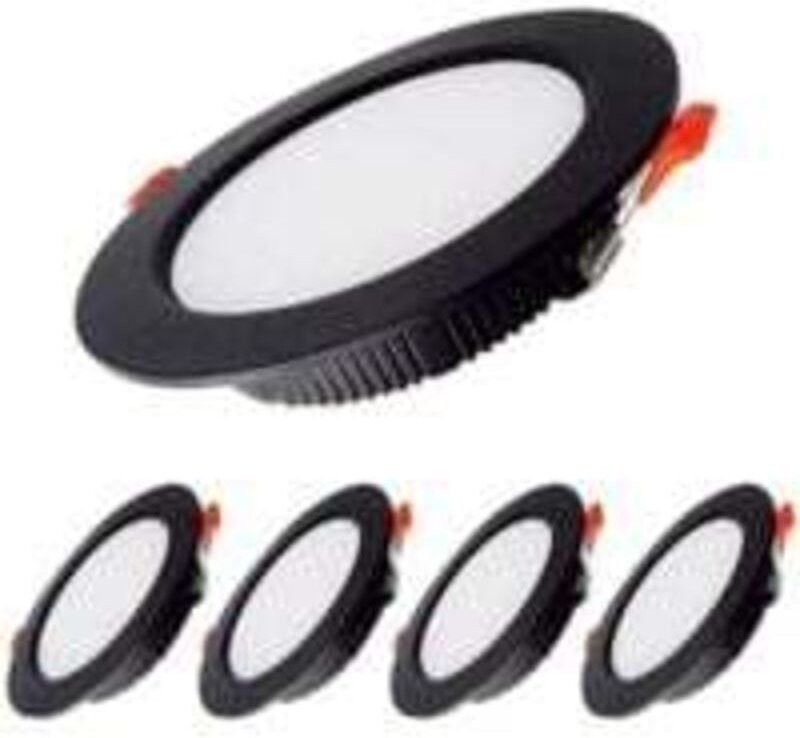 7 w LED-Einbaustrahler, dimmbar, extra flach, Schwarz, 230 v, 5 Stück, 700 lm = 70 w Glühlampe, IP44, Kaltweiß 6000 k, A...